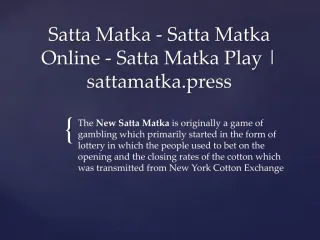 PPT - Kalyan Matka Results, 100% Satta Matka Tricks Today Special Chart