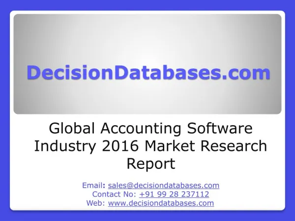 Accounting Software Market Report - Global Industry Analysis