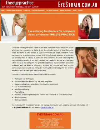 Eye relaxing treatments for computer vision syndrome-THE EYE PRACTICE - slide 1