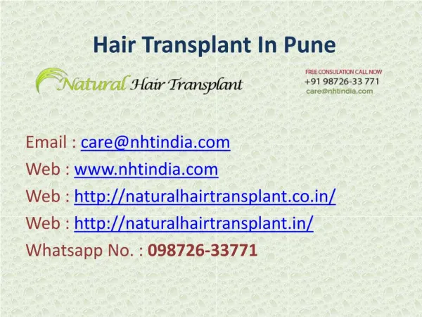 Hair Transplant in Pune, India at Low cost...