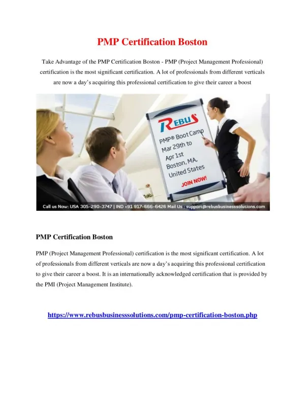 PMP Certification Boston