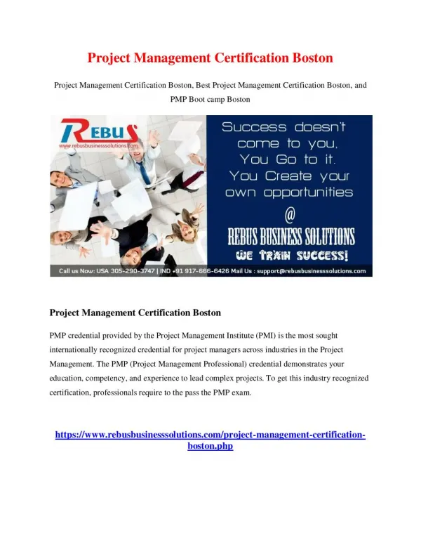 Project Management Certification Boston