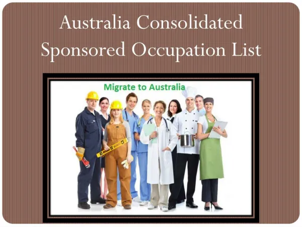 Australia Consolidated Sponsored Occupation List (