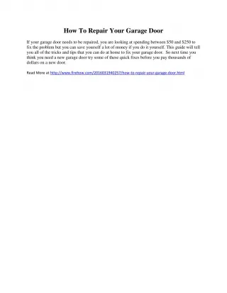 How To Repair Your Garage Door - slide 1