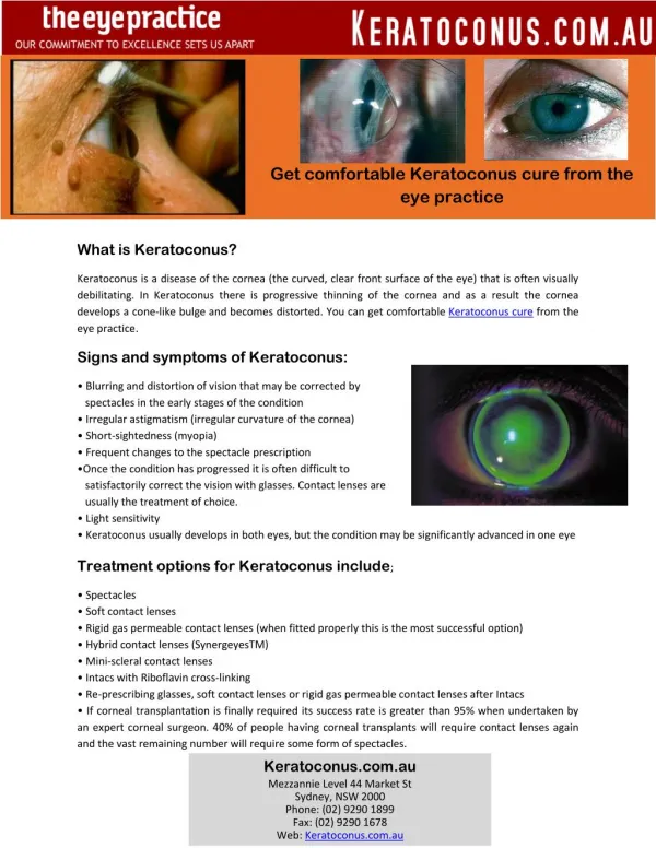 Get comfortable Keratoconus cure from the eye practice