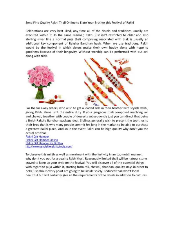 Send Fine Quality Rakhi Thali Online to Elate Your Brother this Festival of Rakhi.doc.pdf Uploaded Successful