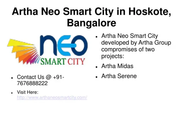 Artha Neo Smart City in Hoskote, Bangalore