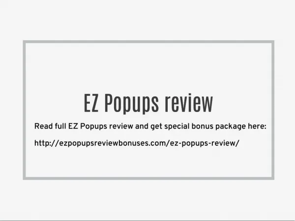 Ez Popups review