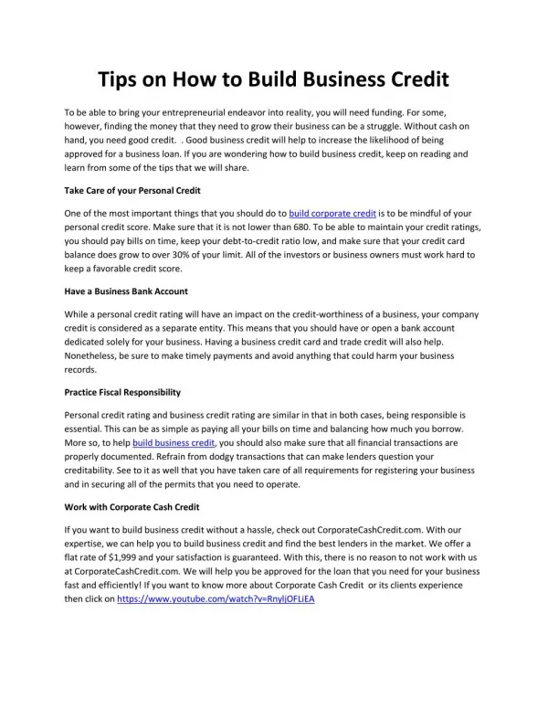 Tips on How to Build Business Credit