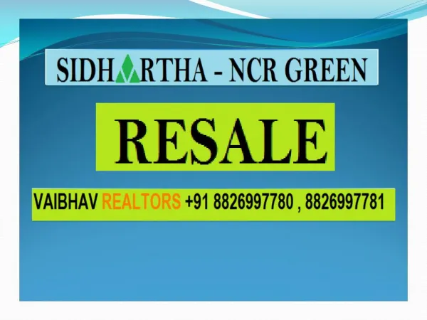 Sidhartha Ncr Green Resale 2 BHK 990 Sqft Best Price 53 Lac Sector 95 Gurgaon Call 8826997780
