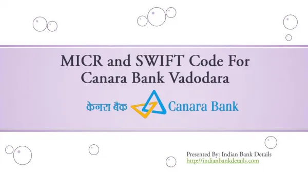 SWIFT Code For Canara Bank Vadodara Branch