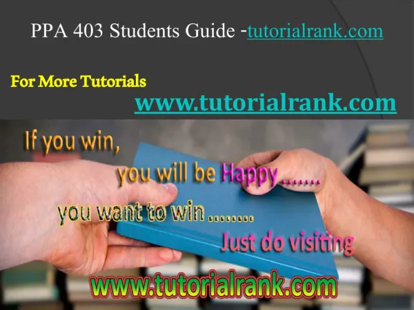 PPA 403 Career Path Begins / tutorialrank.com