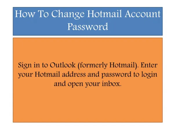 Hotmail Account Password Reset Phone Number