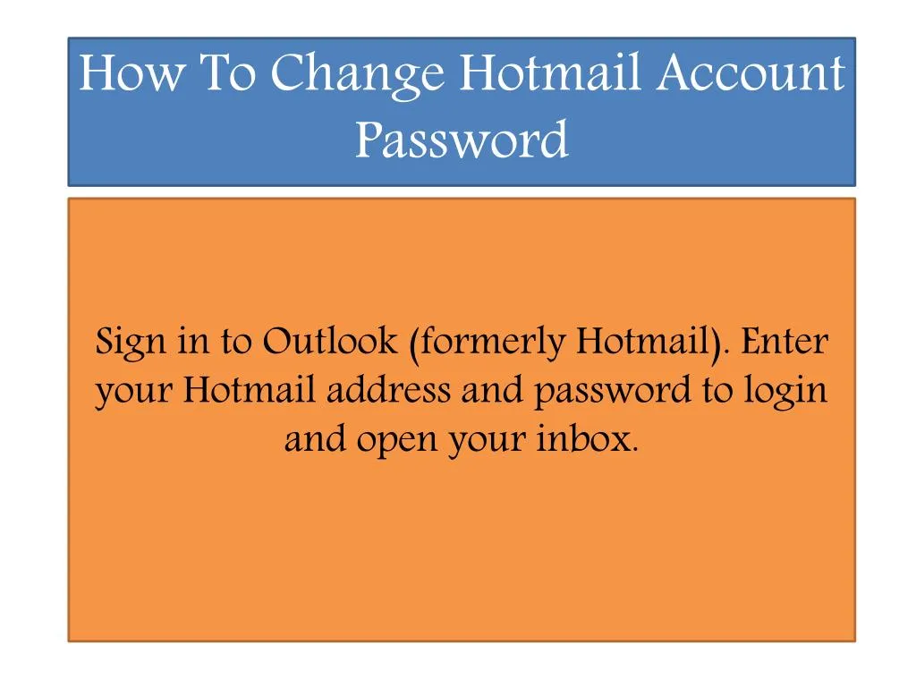 how to change hotmail account password