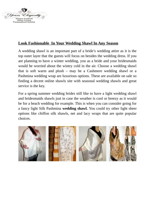 Look Fashionable In Your Wedding Shawl In Any Season