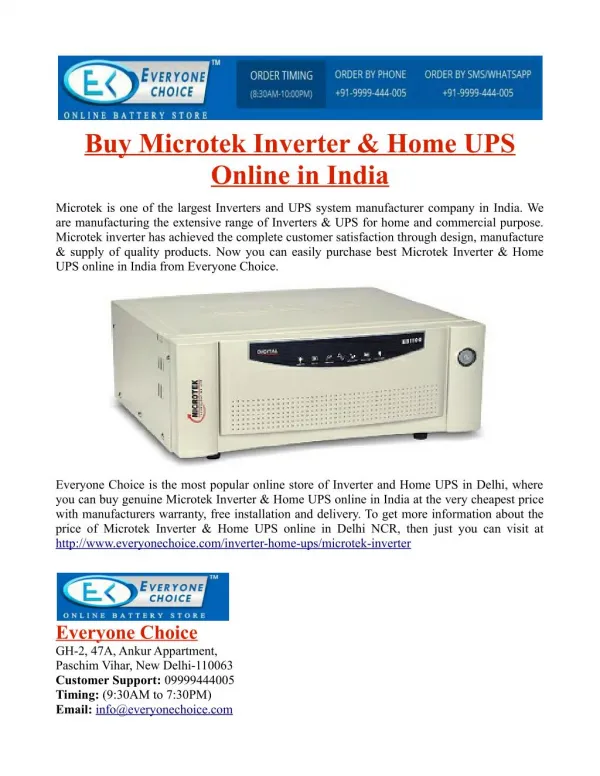Buy Microtek Inverter & Home UPS Online in India