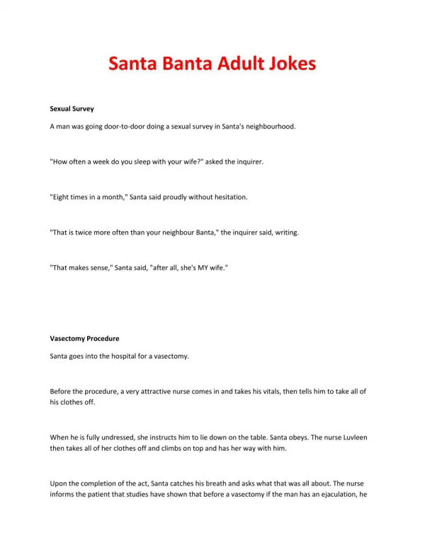 Santa Banta Adult Jokes
