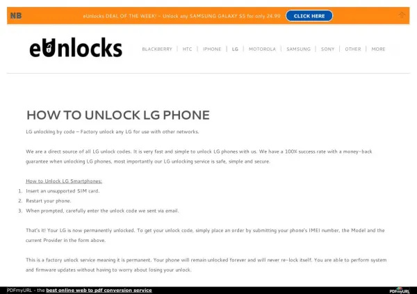 Unlock LG Smartphone in Toronto with eUnlocks