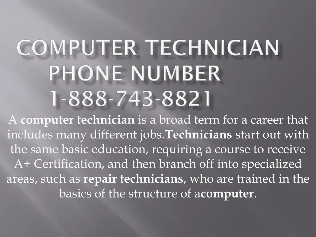 computer technician phone number 1 888 743 8821