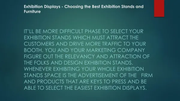 Exhibition Displays - Choosing the Best Exhibition Stands and Furniture
