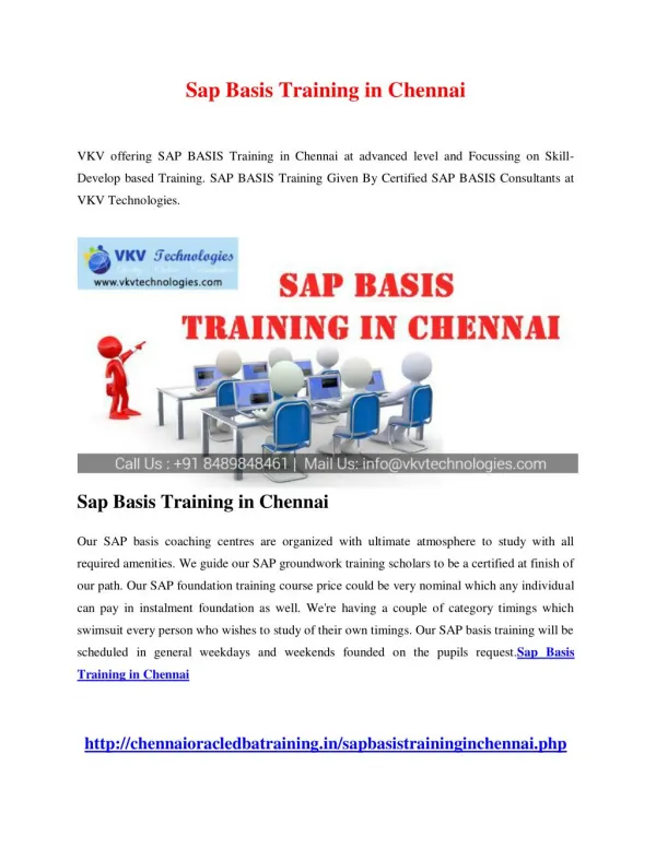 SAP BASIS Training in Chennai
