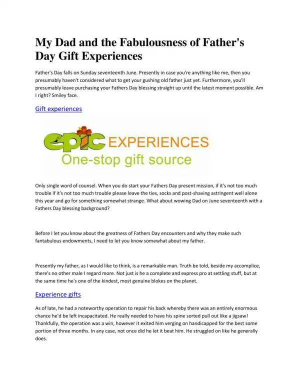 Gift experiences