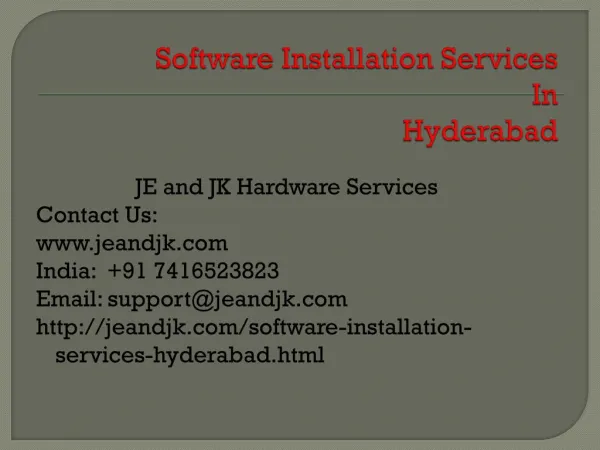 Software Installation in Hyderabad