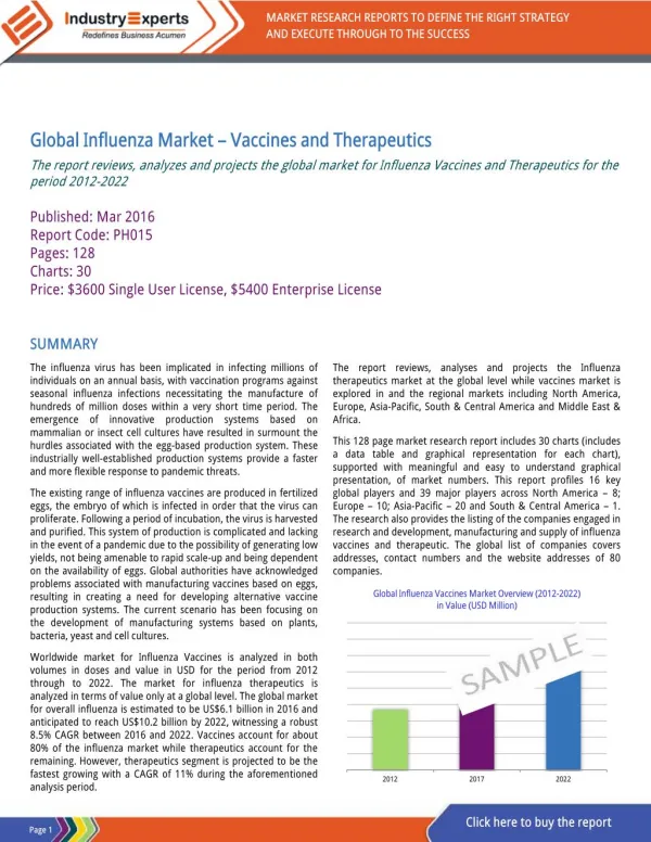 Emerging Innovative New Vaccines and Drugs to Drive Global Influenza Market to Reach US$10.2 billion by 2022