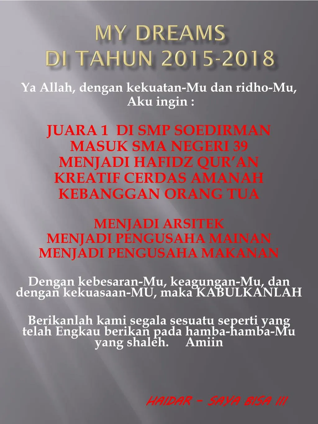 my dreams di tahun 2015 2018