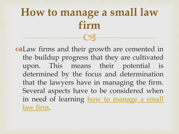 How to manage a small law firm
