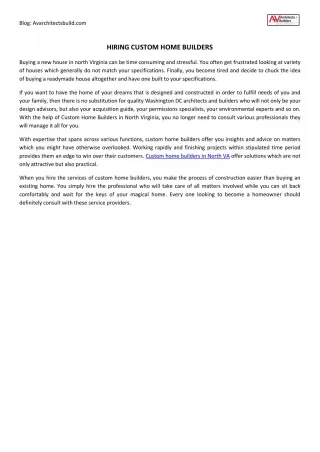 Hiring Custom Home Builders - slide 1