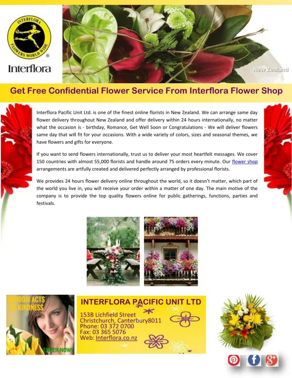 Get Free Confidential Flower Service From Interflora Flower Shop