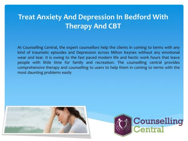 Treat Anxiety And Depression In Bedford With Therapy And CBT