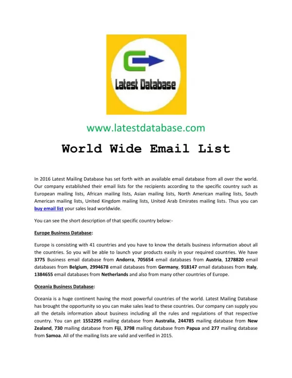 Buy Email List 2016
