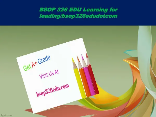 BSOP 326 EDU Learning for leading/bsop326edudotcom
