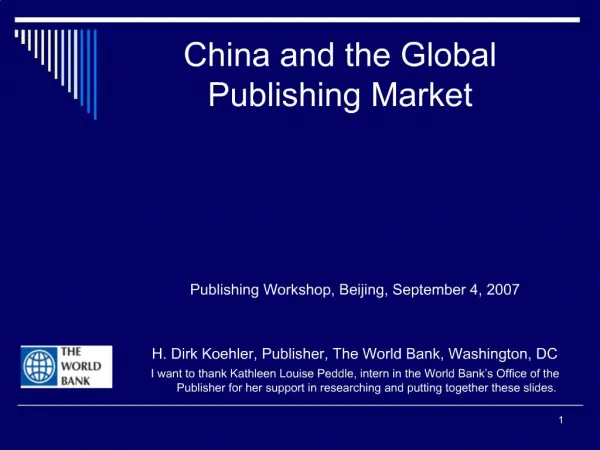 China and the Global Publishing Market