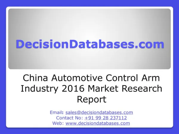 China Automotive Control Arm Market Forecasts to 2021