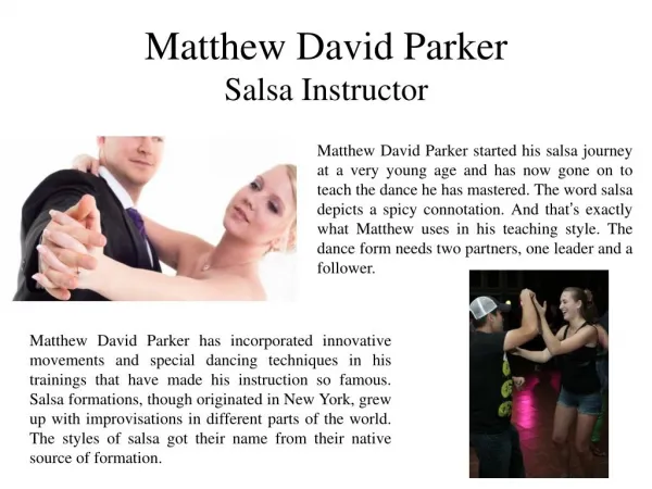 Matthew David Parker - Salsa Instructor