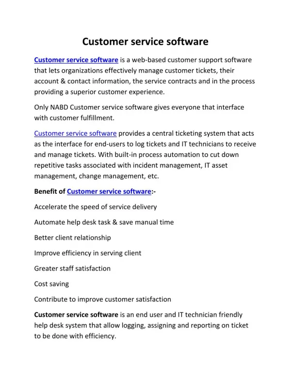 Customer service software