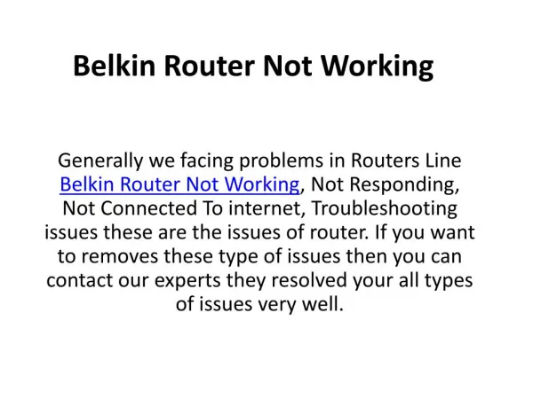 1-888-264-6472 Belkin Router Not Working