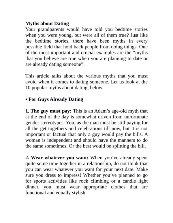 Myths about Dating