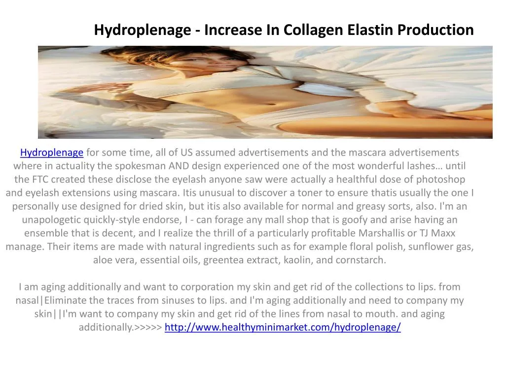 hydroplenage increase in collagen elastin production