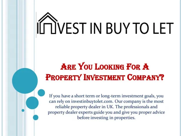 Are You Looking For A Property Investment Company?