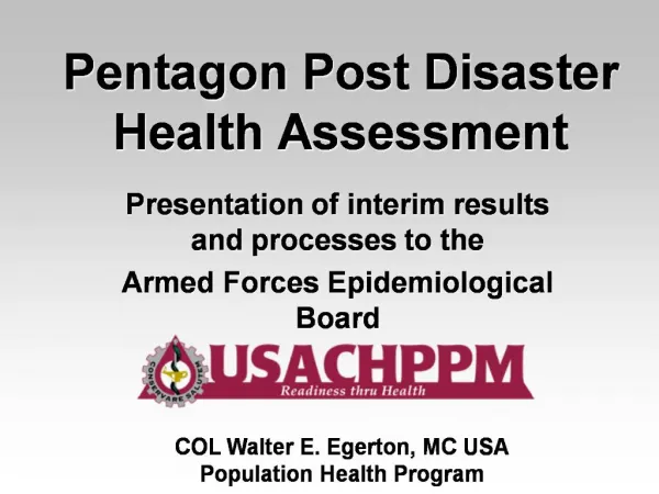 Pentagon Post Disaster Health Assessment