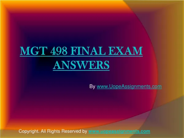 MGT 498 Final Exam Answers