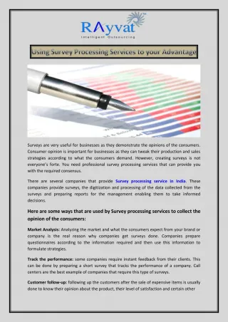 Using Survey Processing Services to your Advantage