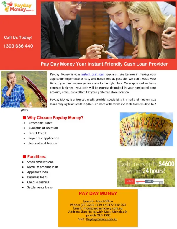 Pay Day Money Your Instant Friendly Cash Loan Provider