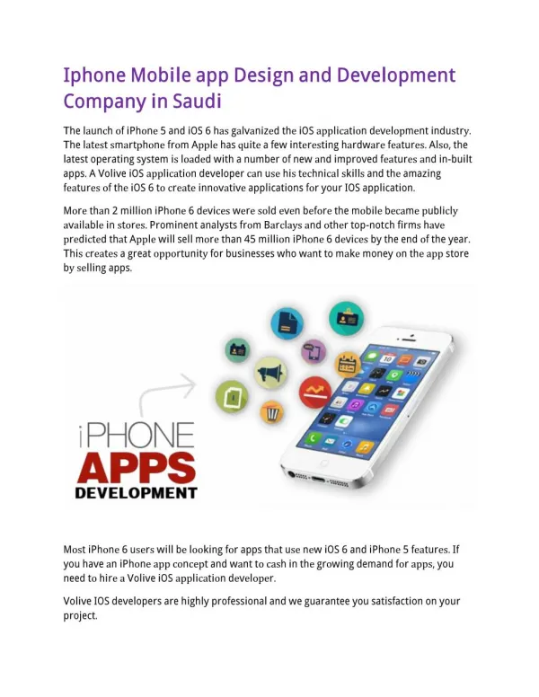 Iphone Mobile app Design and Development Company in Saudi