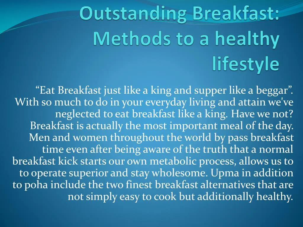 outstanding breakfast methods to a healthy lifestyle
