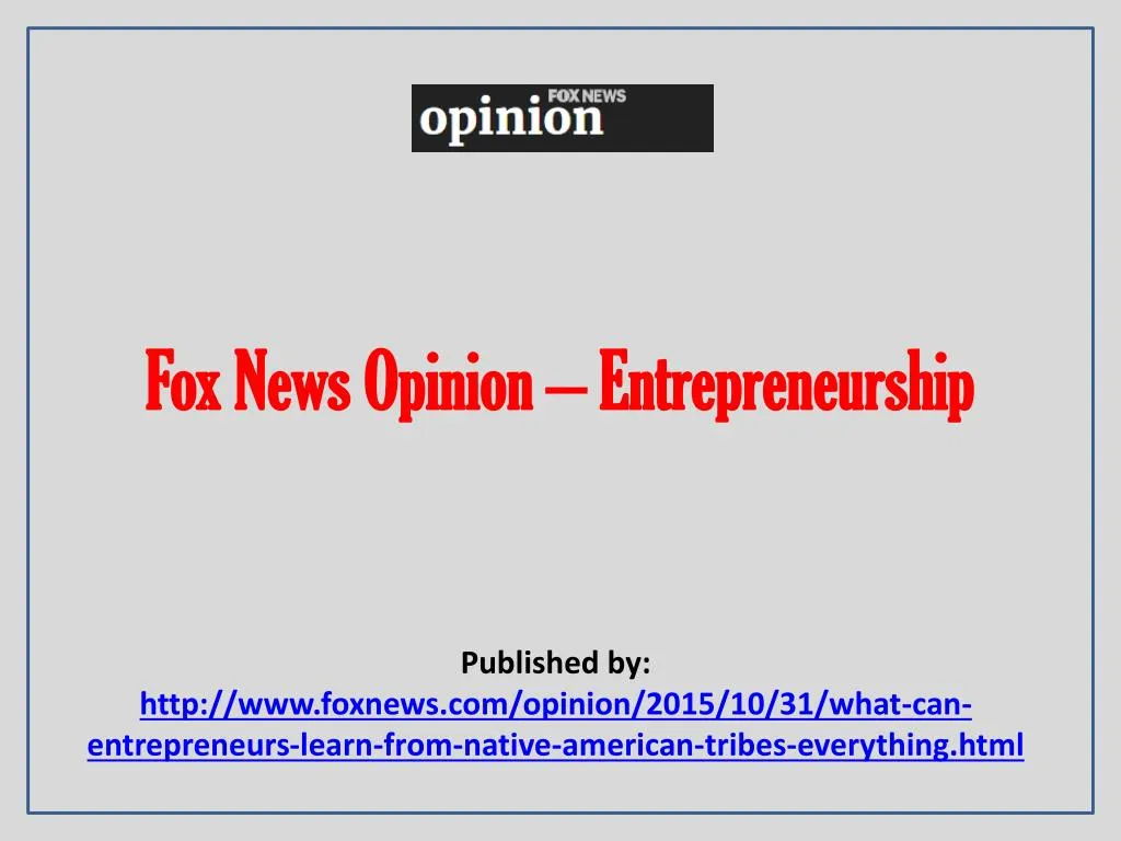 fox news opinion entrepreneurship